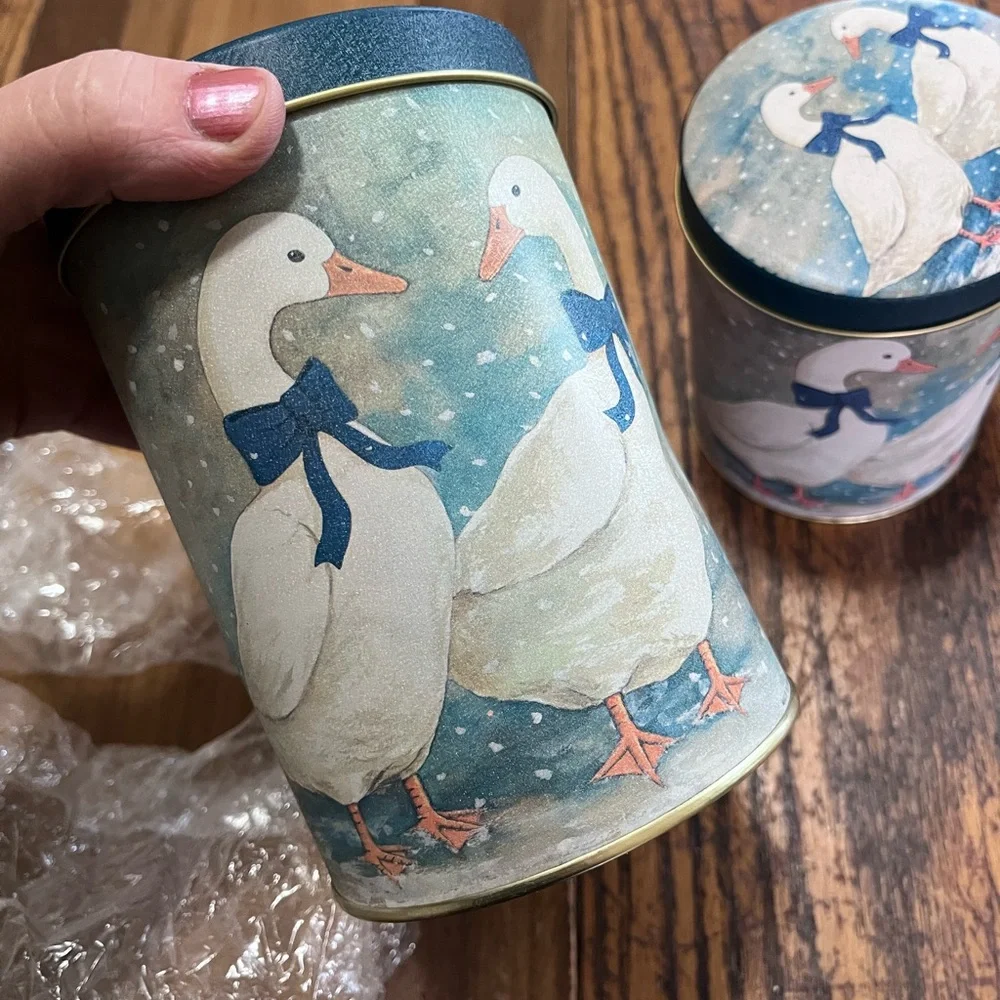 Set of 3 county geese Decorative Tins in Snowy Blue